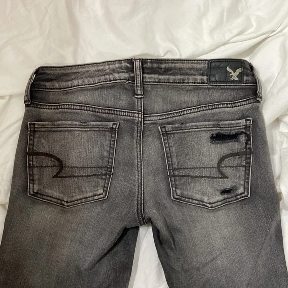 Women’s American Eagle Super Stretch Super Low Jegging, black/grey. Sz 4 - Picture 8 of 14
